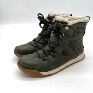 Sorel Whitney Green and Tan Fur Lined Winter Boots